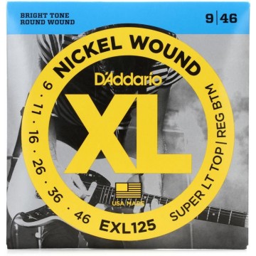 EXL125 Nickel Wound Super Light Top/Regular Bottom 9-46 Electric Guitar String