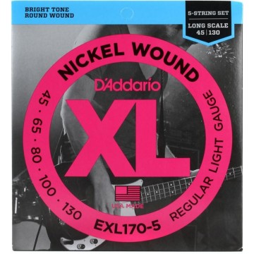 EXL170-5 Nickel Wound Regular Light 5-String 45-130 Electric Bass String