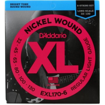 EXL170-6 Nickel Coated Regular Light 6-String 32-130 Electric Bass String
