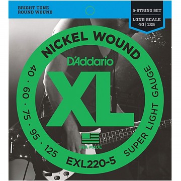 EXL220-5 Nickel Wound Super Light 40-125 Electric Bass String