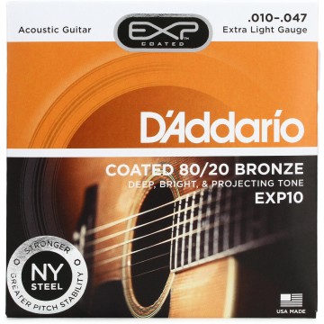 EXP10 Coated 80/20 Bronze Extra Light 10-47 Acoustic Guitar String