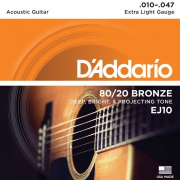 EJ10 80/20 Bronze Extra Light 10-47 Acoustic Guitar String